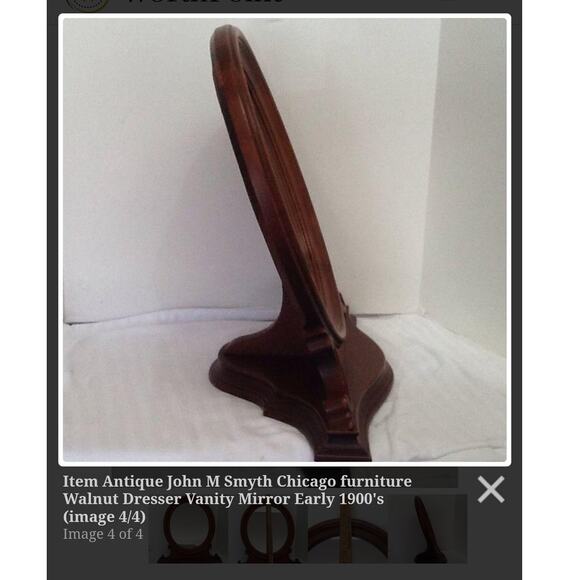 ANTIQUE JOHN M SMYTH CHICAGO FURNITURE WALNUT DRESSER VANITY MIRROR EARLY 1900's - Picture 6 of 9